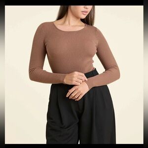 NUUDS Crewneck Sweater Bodysuit | Chocolate / S